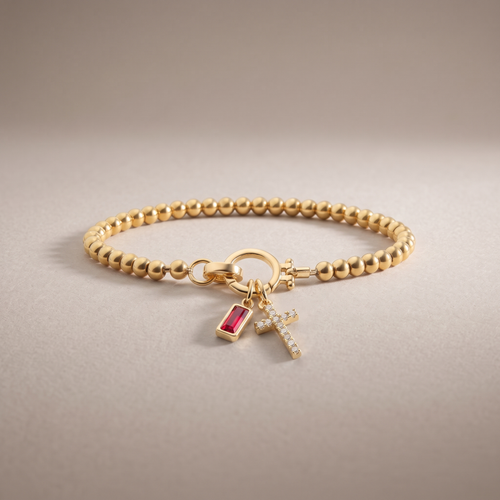 Birthstone Cross Bracelet