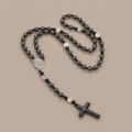 St. Benedict Medal & Cross, Round Black Multi-Material Nylon Cord Rosary