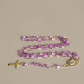 Our Lady of Guadalupe & Crucifix, Blue Aquamarine Chalcedony Beads Rosary