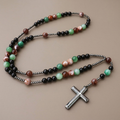 Agate & Tiger's Eye Stone Cross Catholic Rosary