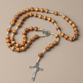 St. Benedict Medal & Crucifix, Brown Tiger's Eye Alloy Chain Rosary