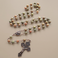 Retro Style Miraculous Medal & Crucifix, Matte African Turquoise Rosary