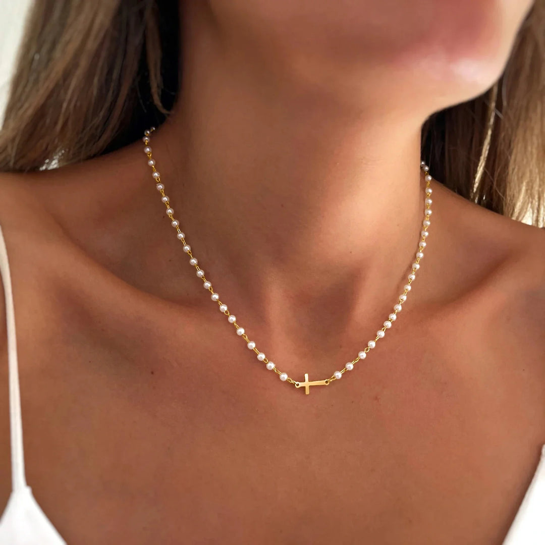 Pearl Cross Necklace