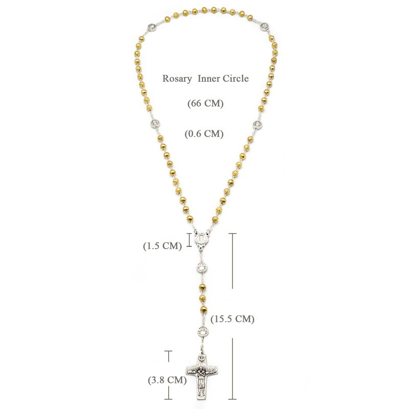 Handmade Alloy Gold Prayer Beads with Jesus Shepherd Crucifix Rosary