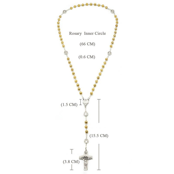 Handmade Alloy Gold Prayer Beads with Jesus Shepherd Crucifix Rosary