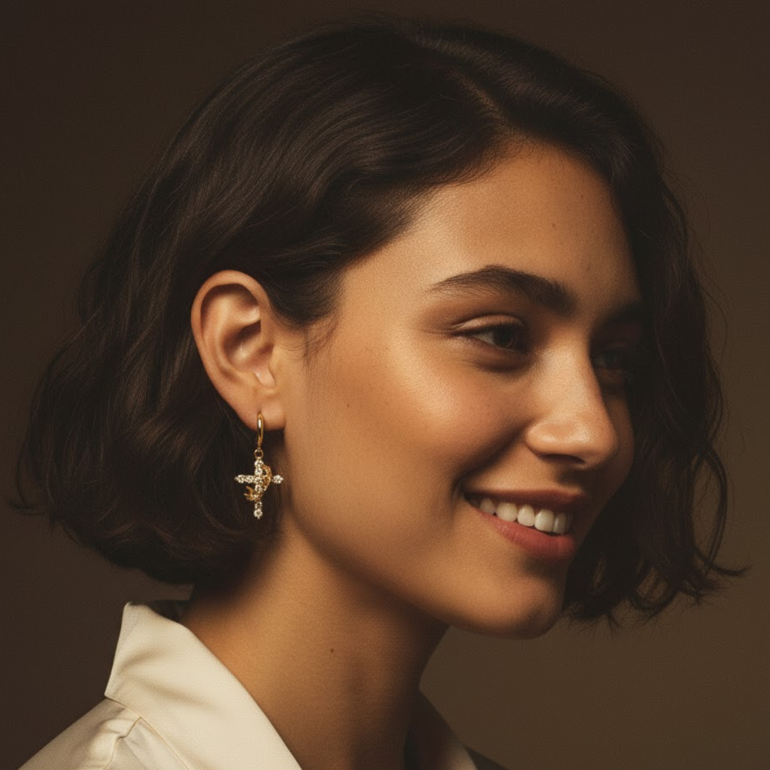 The Crown and Cross Earrings