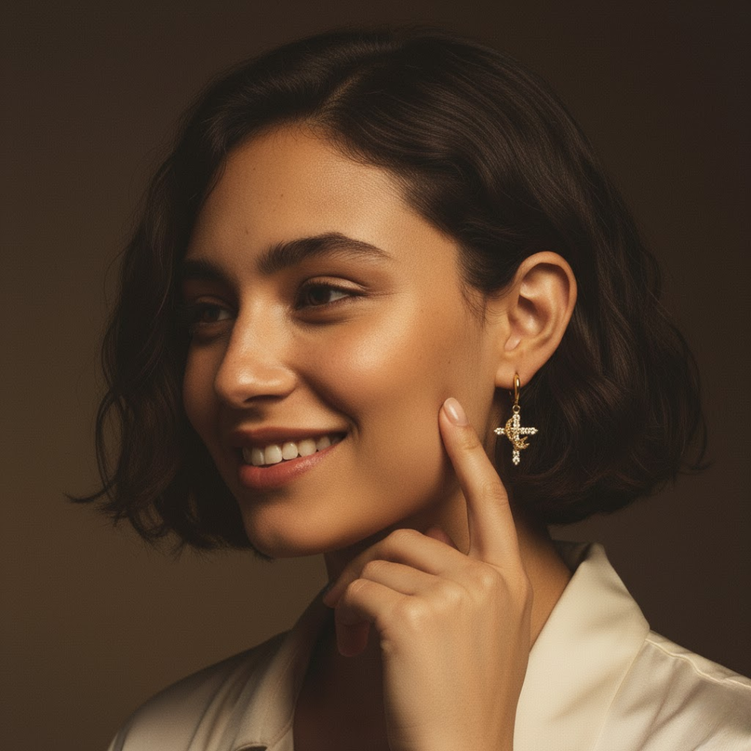 The Crown and Cross Earrings