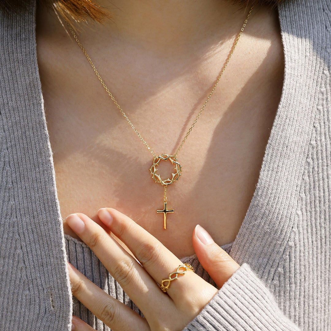 Crown of Thorns Cross Necklace