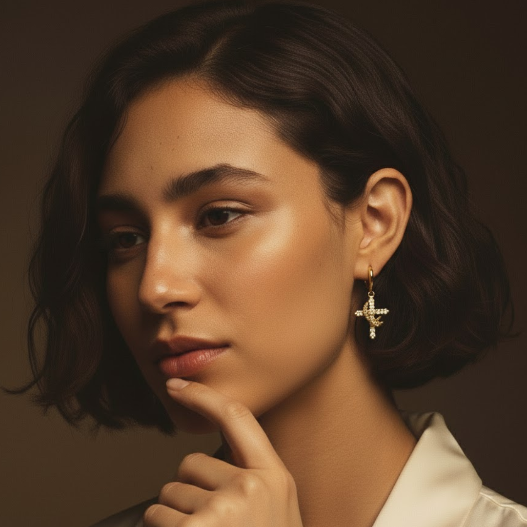The Crown and Cross Earrings