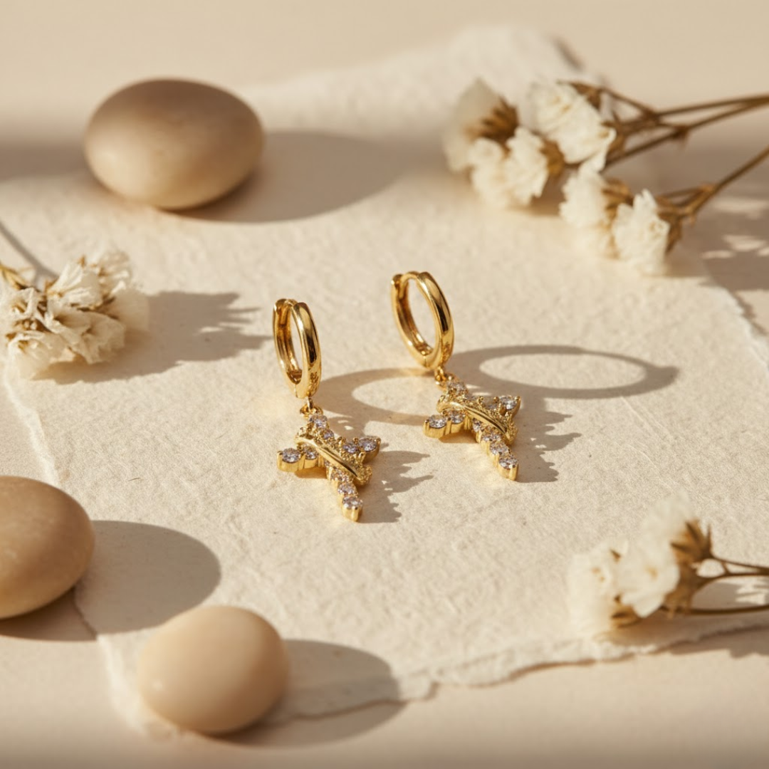 The Crown and Cross Earrings