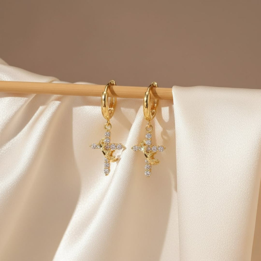 The Crown and Cross Earrings