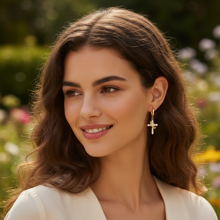 The Crown and Cross Earrings
