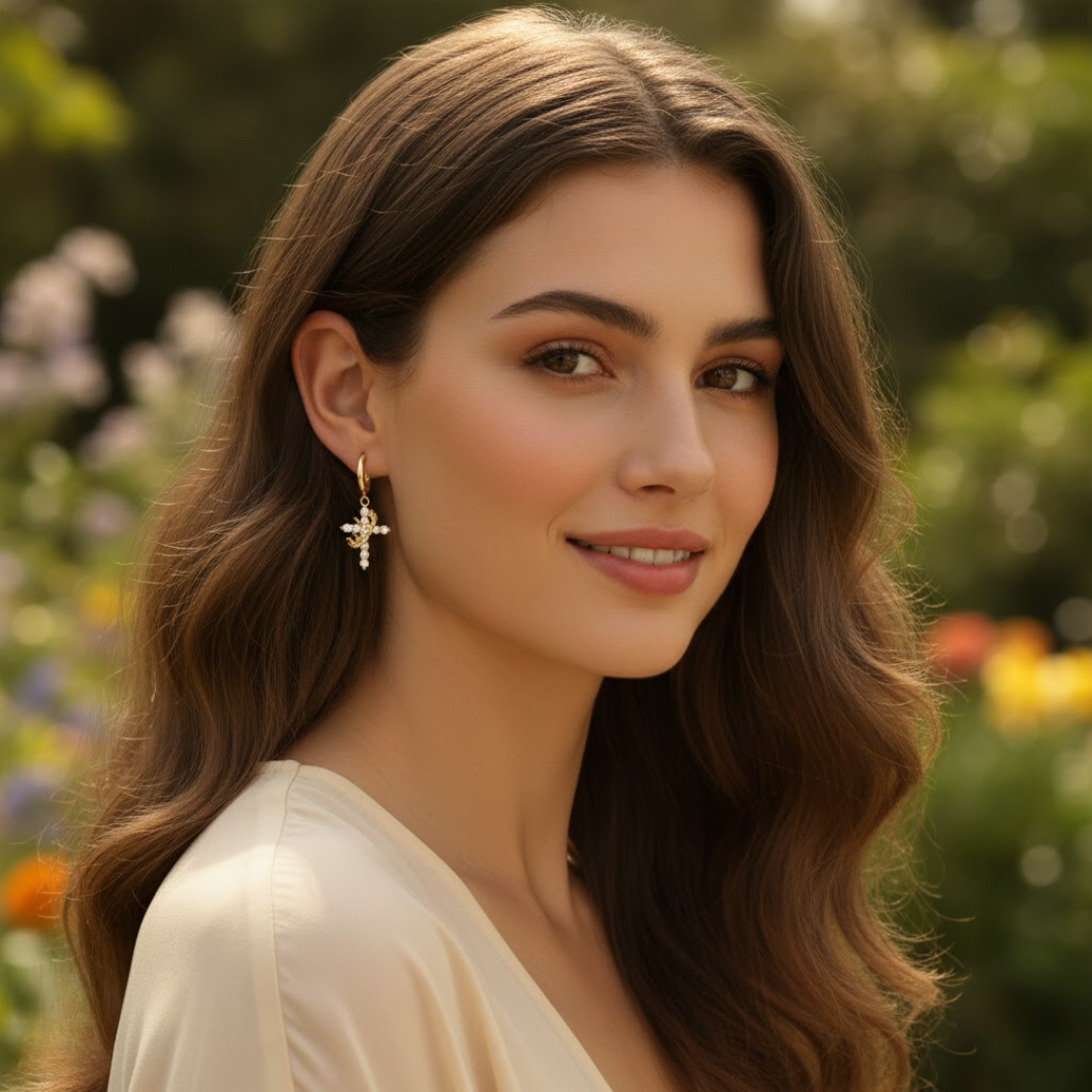 The Crown and Cross Earrings