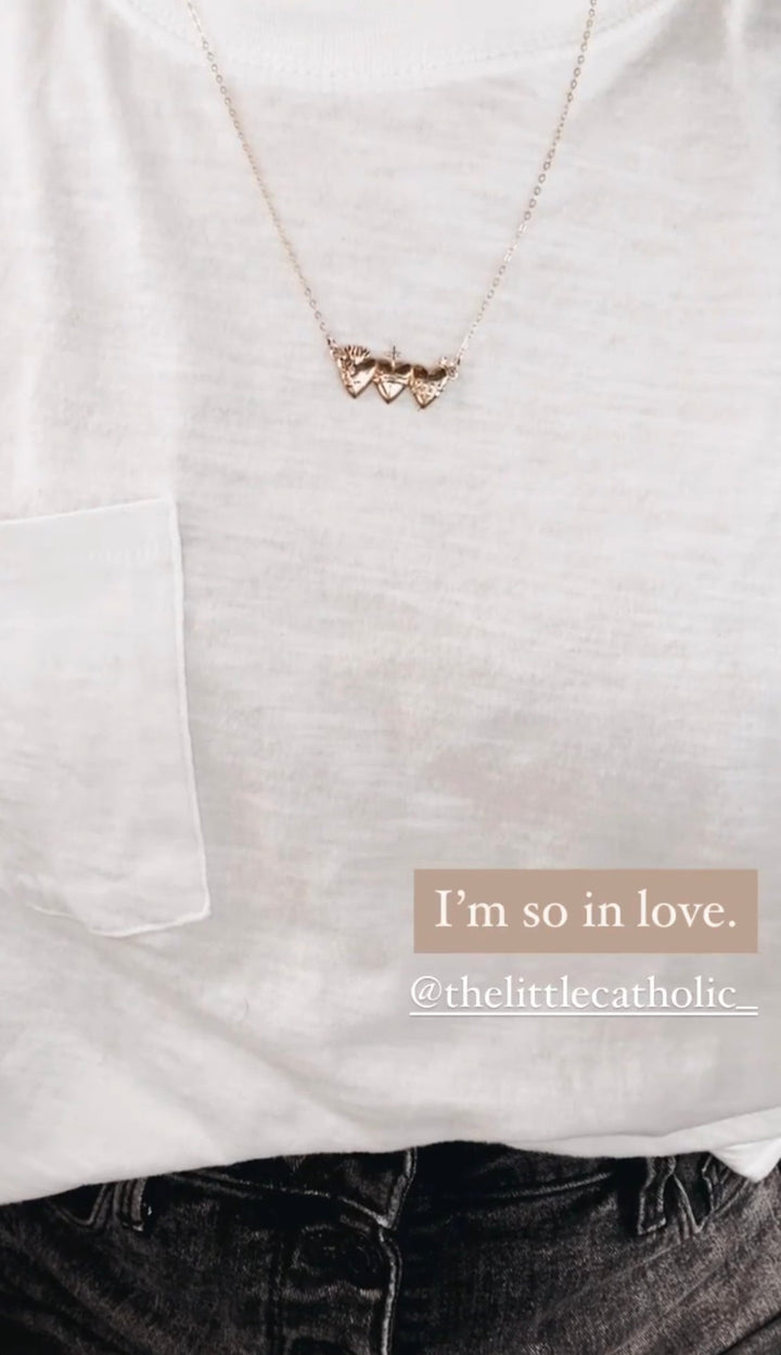 Sacred Hearts of the Holy Family Necklace