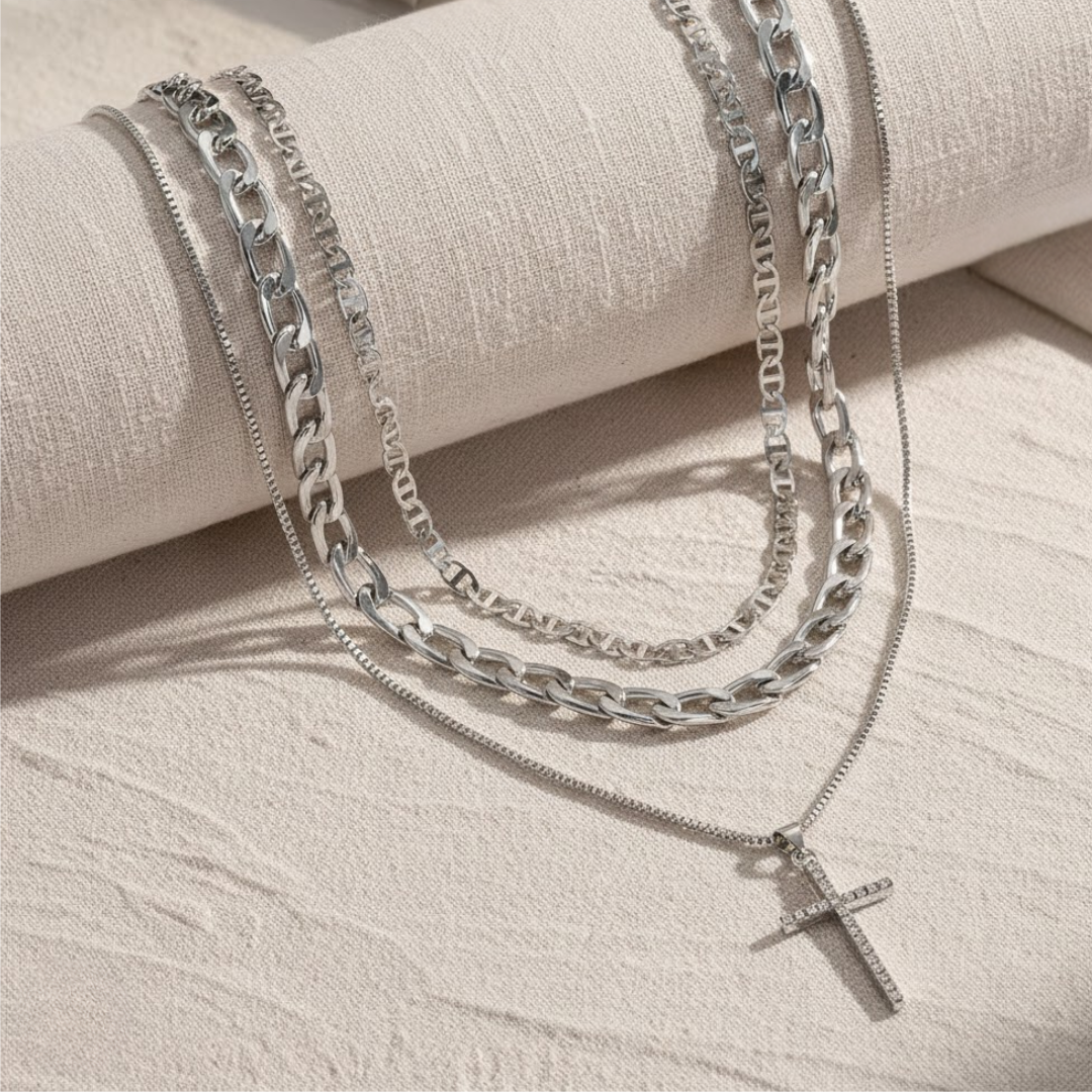 Triple Layer Cross Necklace