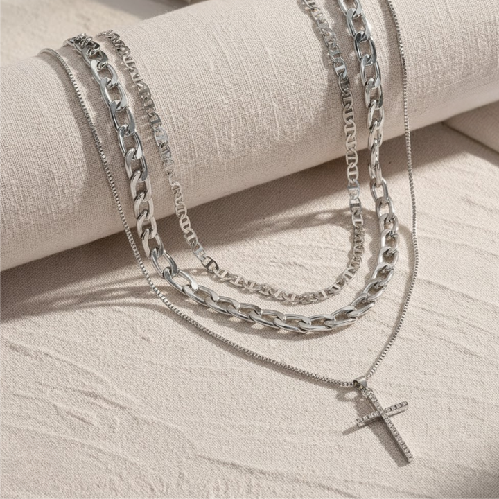 Triple Layer Cross Necklace