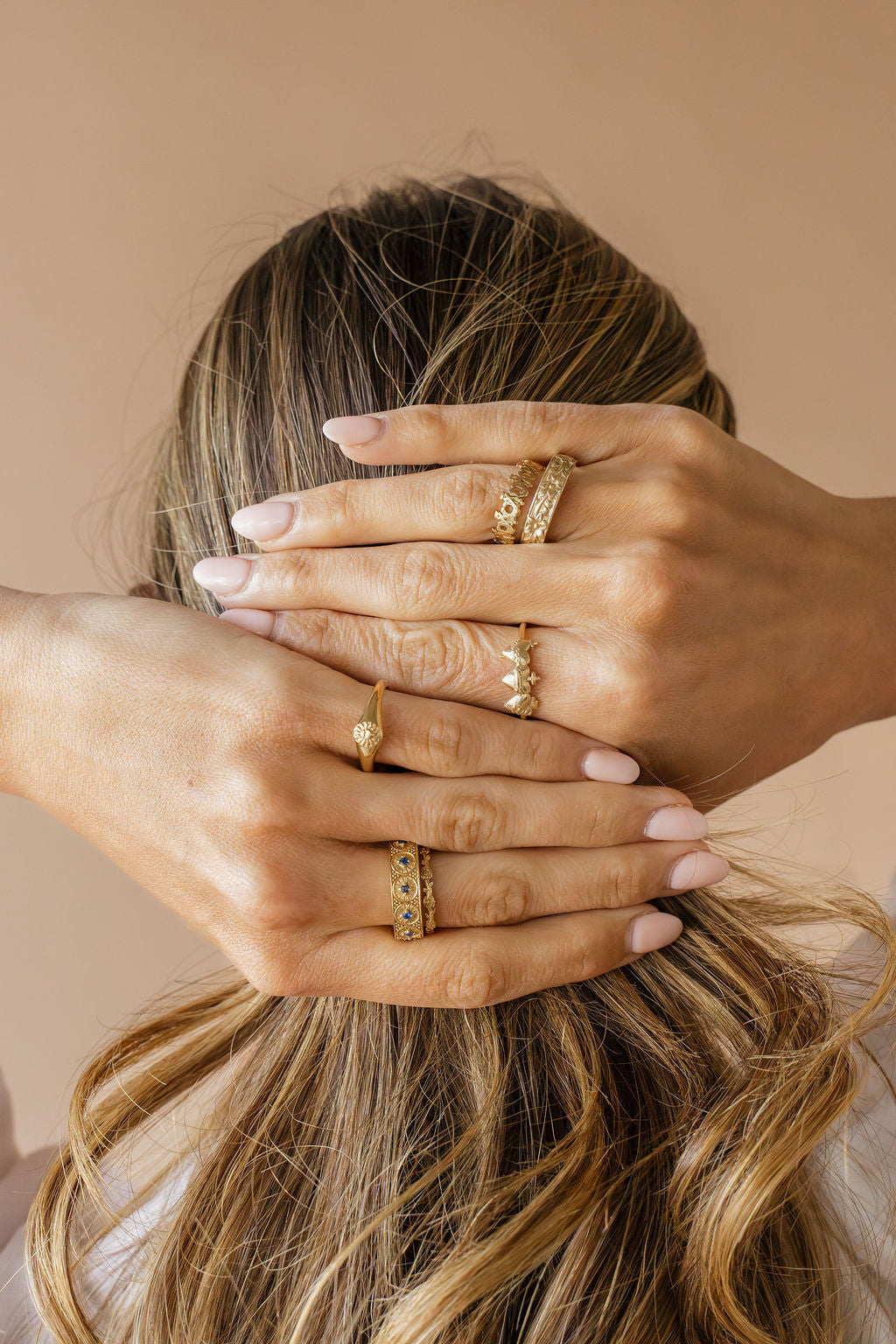 Sacred Hearts of the Holy Family Ring in Gold Vermeil