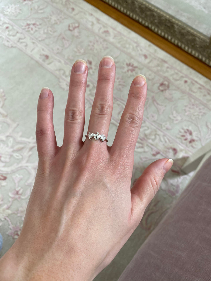Sacred Hearts of the Holy Family Ring in Sterling Silver
