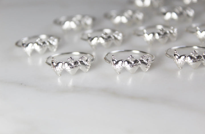 Sacred Hearts of the Holy Family Ring in Sterling Silver