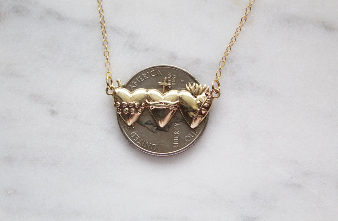 Sacred Hearts of the Holy Family Necklace