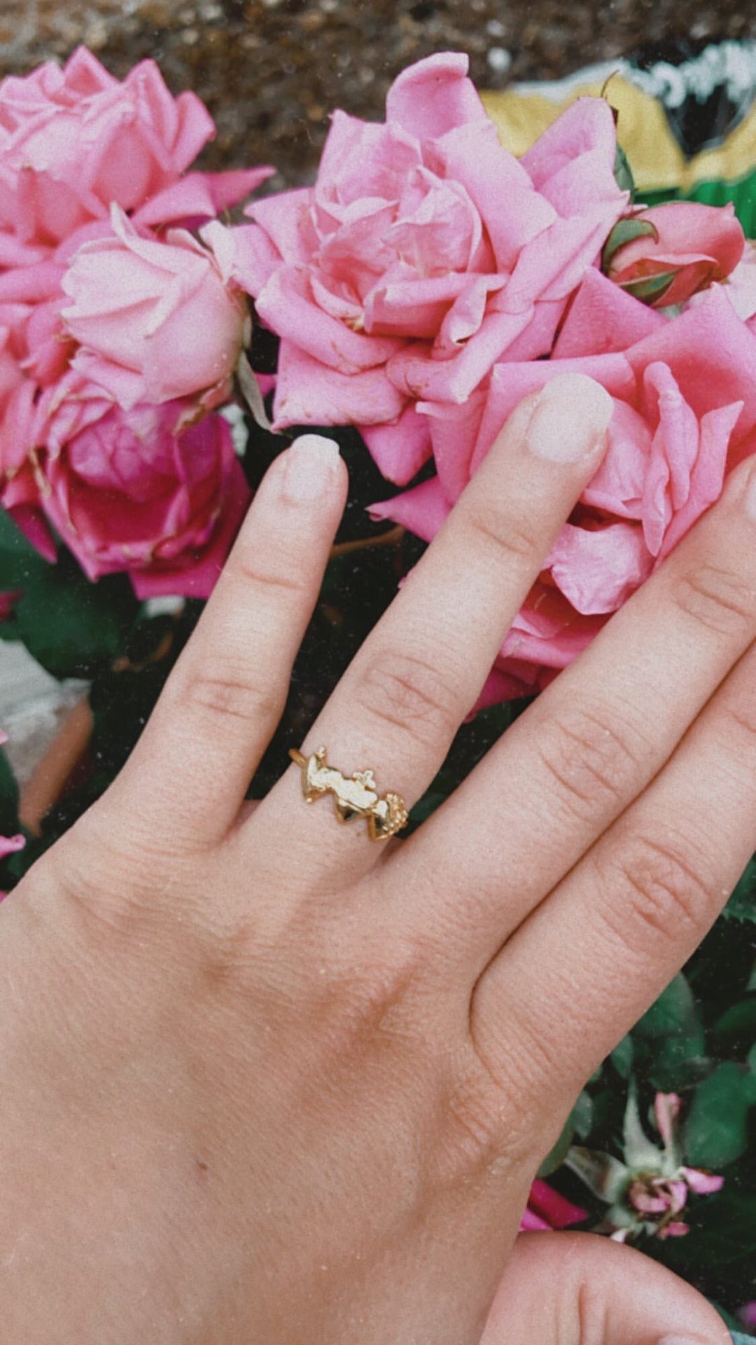 Sacred Hearts of the Holy Family Ring in Gold Vermeil