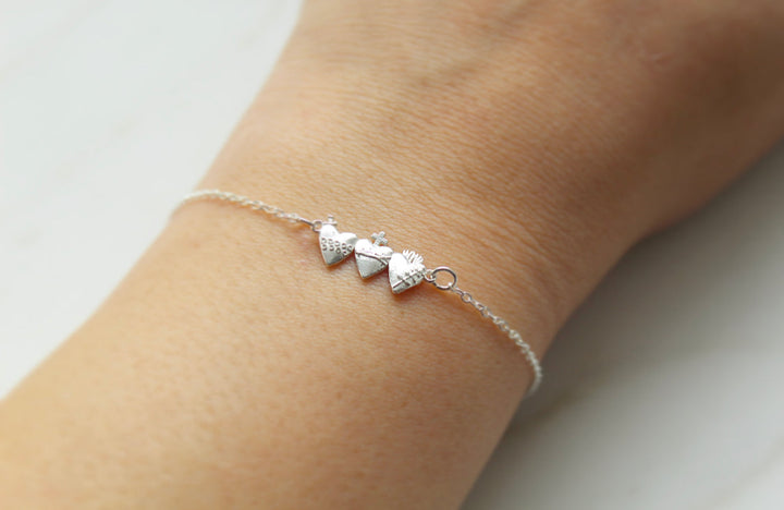 Sacred Hearts of the Holy Family Bracelet in Sterling Silver