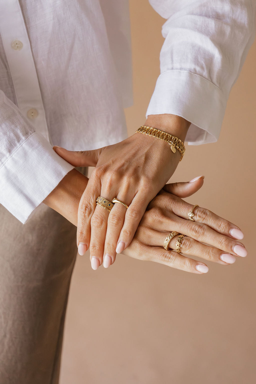 Sacred Hearts of the Holy Family Ring in Gold Vermeil