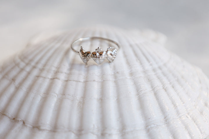 Sacred Hearts of the Holy Family Ring in Sterling Silver