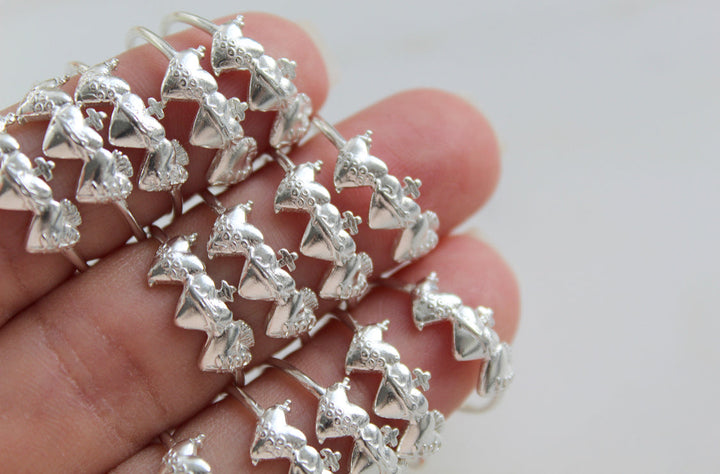 Sacred Hearts of the Holy Family Ring in Sterling Silver
