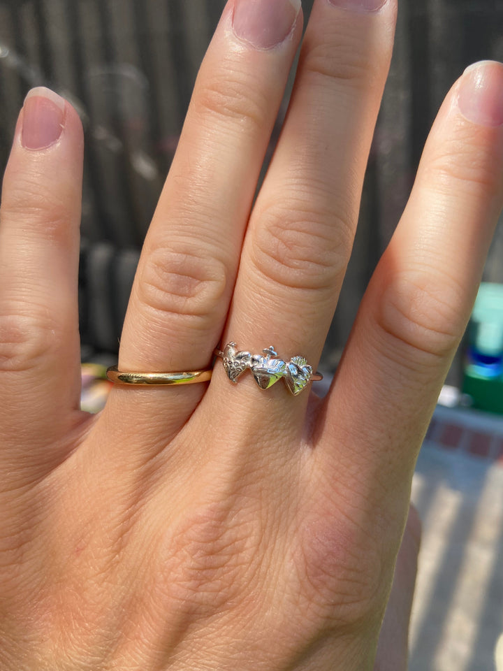 Sacred Hearts of the Holy Family Ring in Sterling Silver