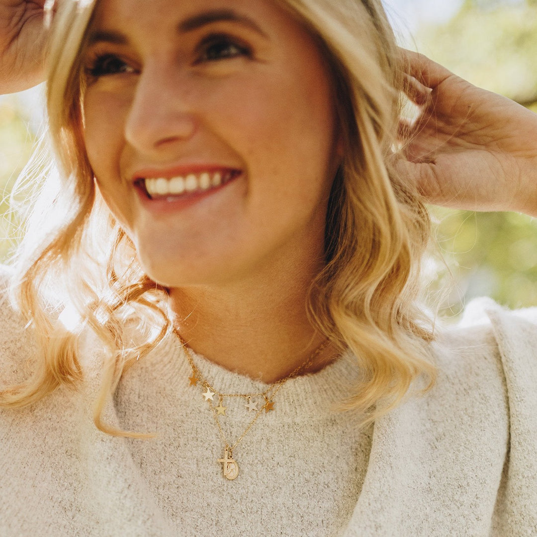 Floral Cross & Saint Necklace