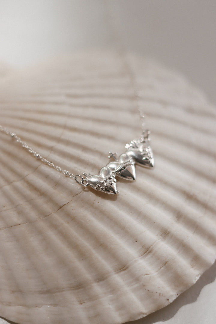 Sacred Hearts of the Holy Family Necklace in Sterling Silver
