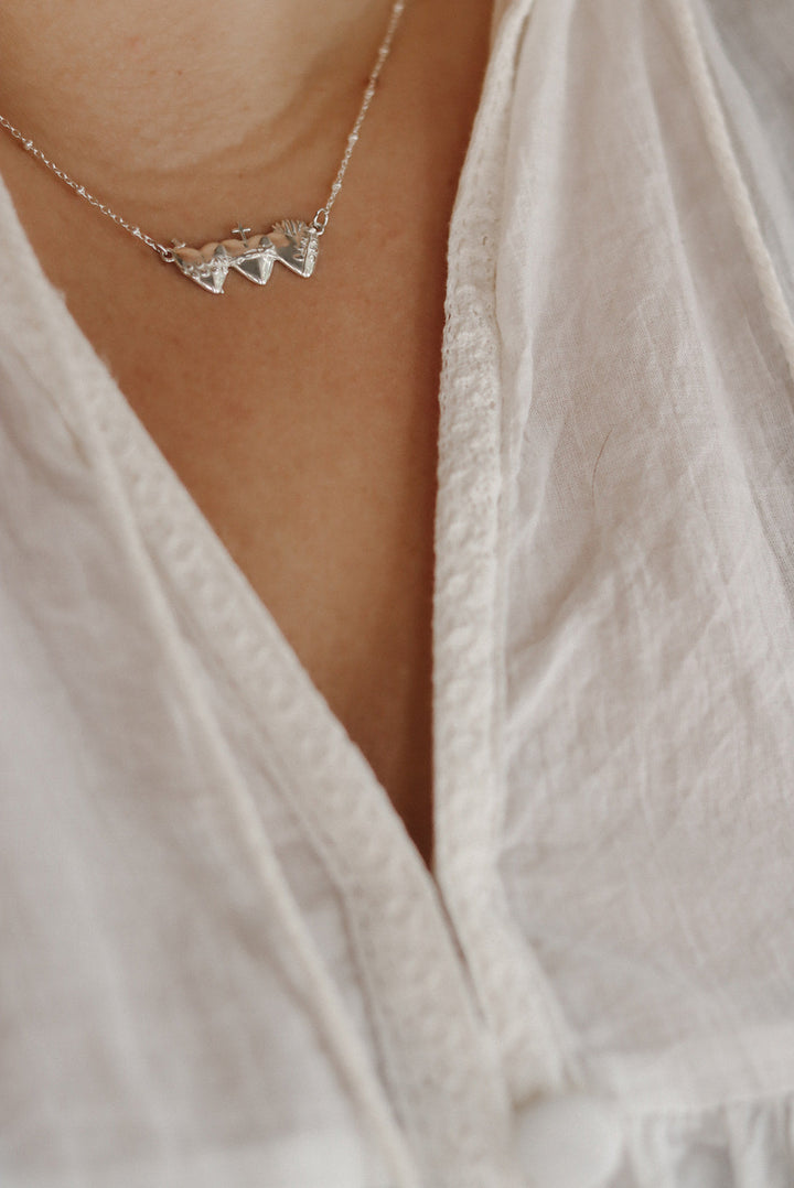 Sacred Hearts of the Holy Family Necklace in Sterling Silver