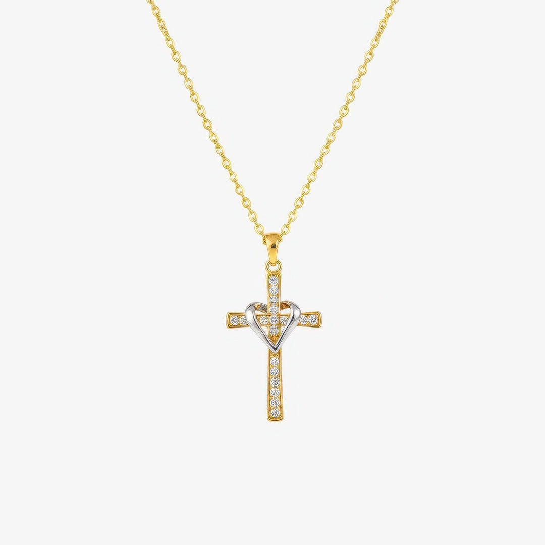 Two Tone Cross Necklace