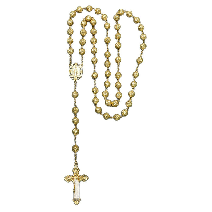 Engraved Rose Bead Our Lady Rosary with Crucifix