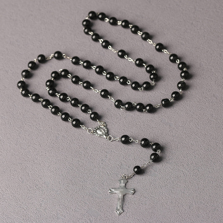 Royal Blue Pearl Beads Rosary with Holy Mother Medal & Crucifix
