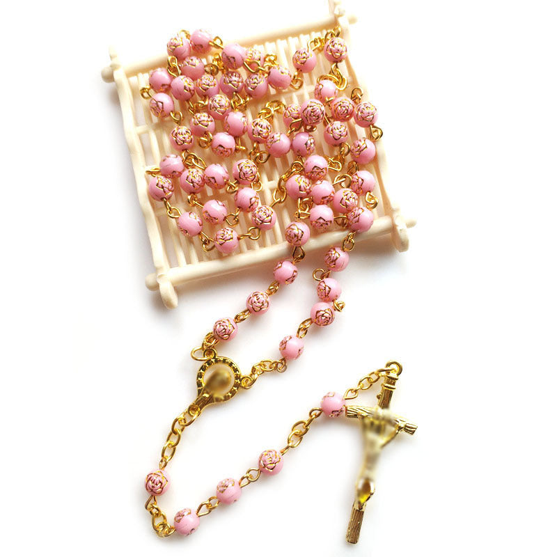 Vibrant Tourmaline Rosary with Golden Chain & Christ Crucifix