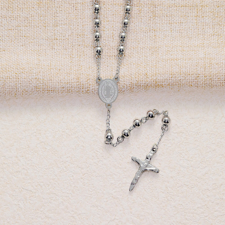 Stainless Steel Black Beaded Rosary
