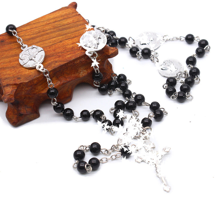 Crucifix & Our Lady, 8mm Pearl Prayer Beads Rosary (3 Colors)