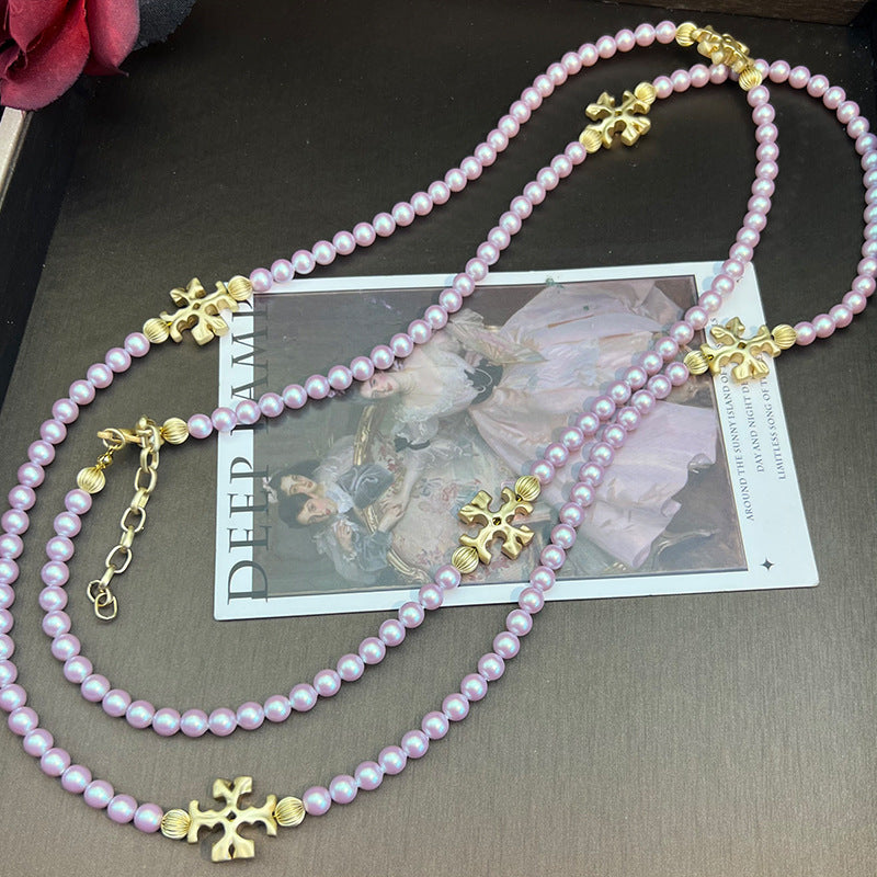 Purple & Pink Cat's Eye & Matte Glass Butterfly Rosary