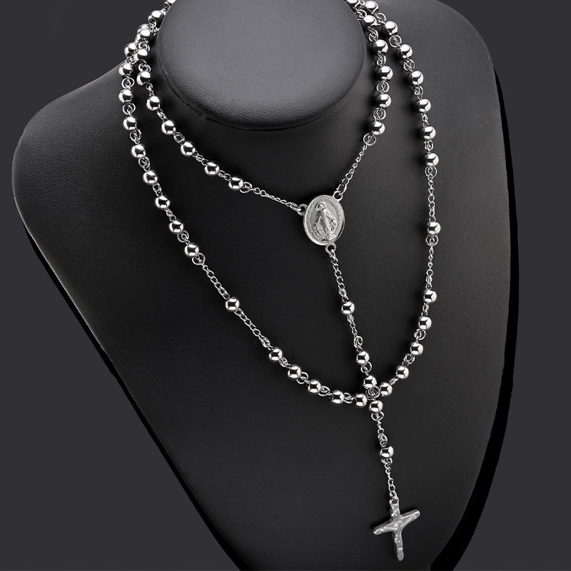 Hematite Rosary with Blessed Virgin Mary Medal