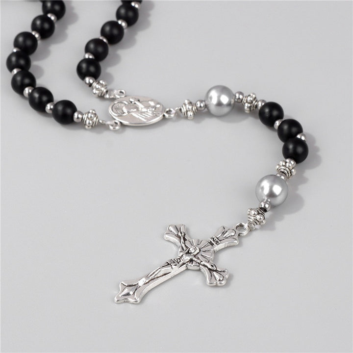 Handmade St. Therese of Lisieux Medal & Crucifix, Lapis Lazuli & Map Stone Rosary