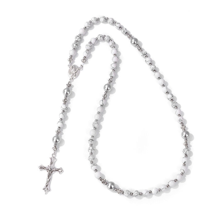 Handmade St. Therese of Lisieux Medal & Crucifix, Lapis Lazuli & Map Stone Rosary