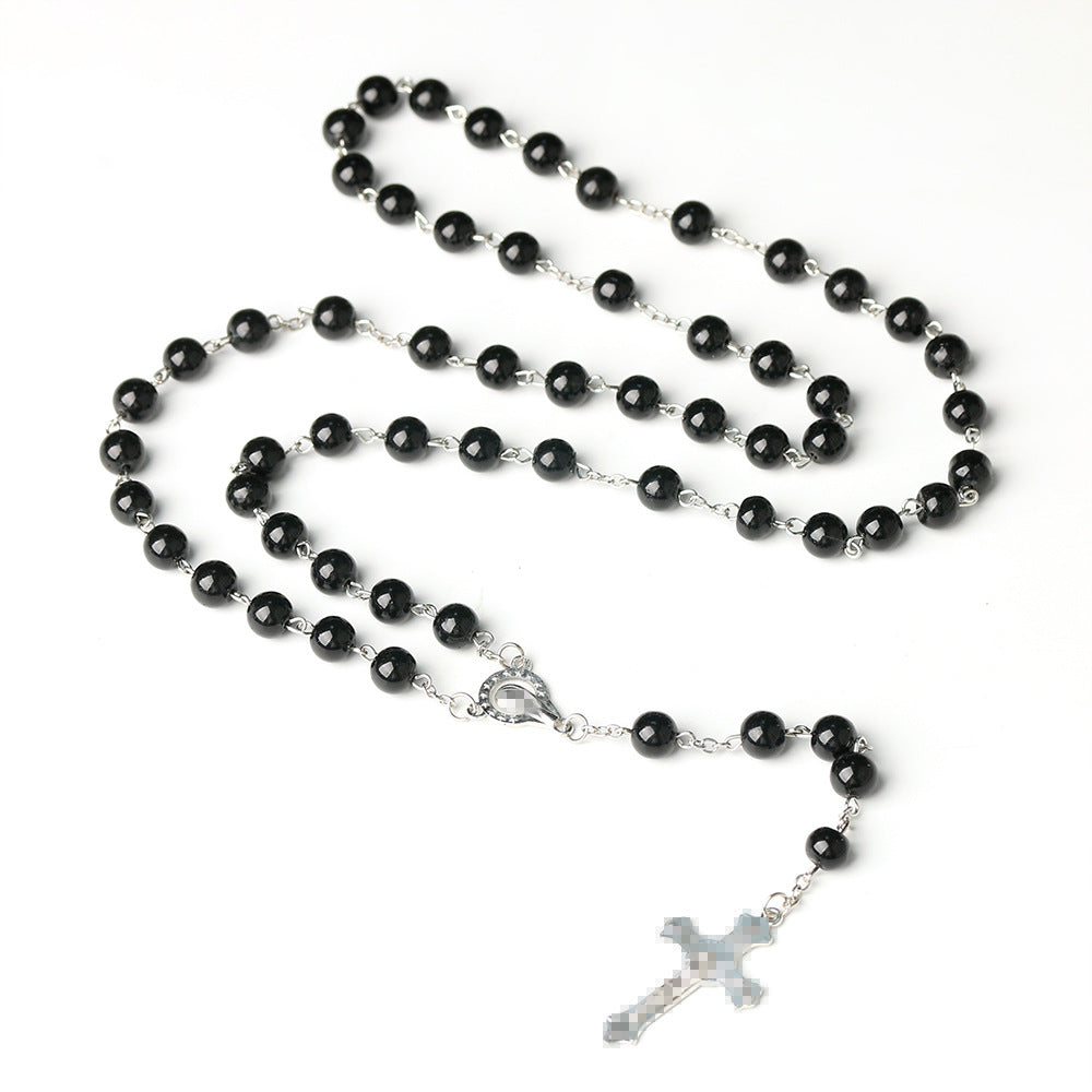 Royal Blue Pearl Beads Rosary with Holy Mother Medal & Crucifix