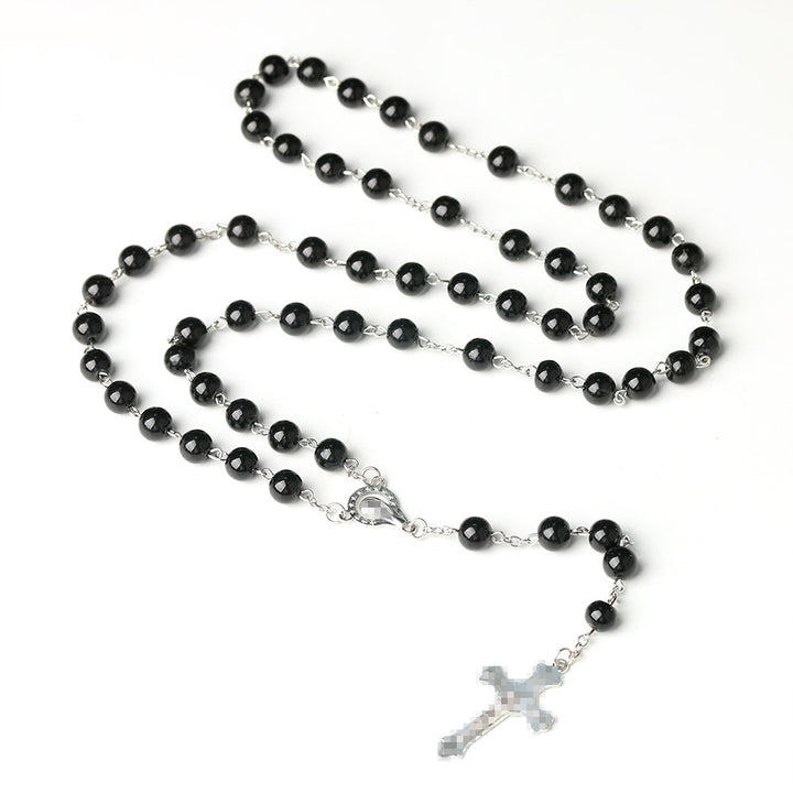Royal Blue Pearl Beads Rosary with Holy Mother Medal & Crucifix