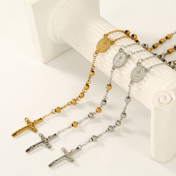Stainless Steel Beads St. Benedict Crucifix Rosary