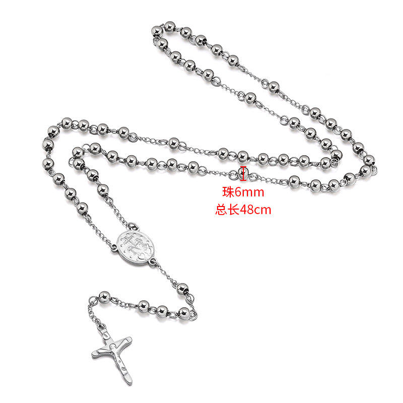 Hematite Rosary with Blessed Virgin Mary Medal