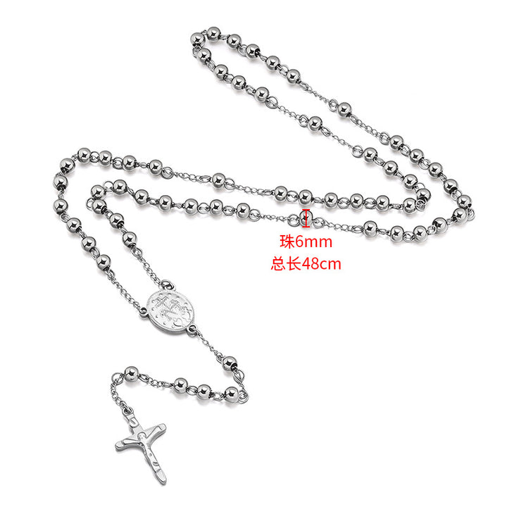 Hematite Rosary with Blessed Virgin Mary Medal