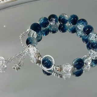 Handmade Grey Blue Rosary with Miraculous Medal