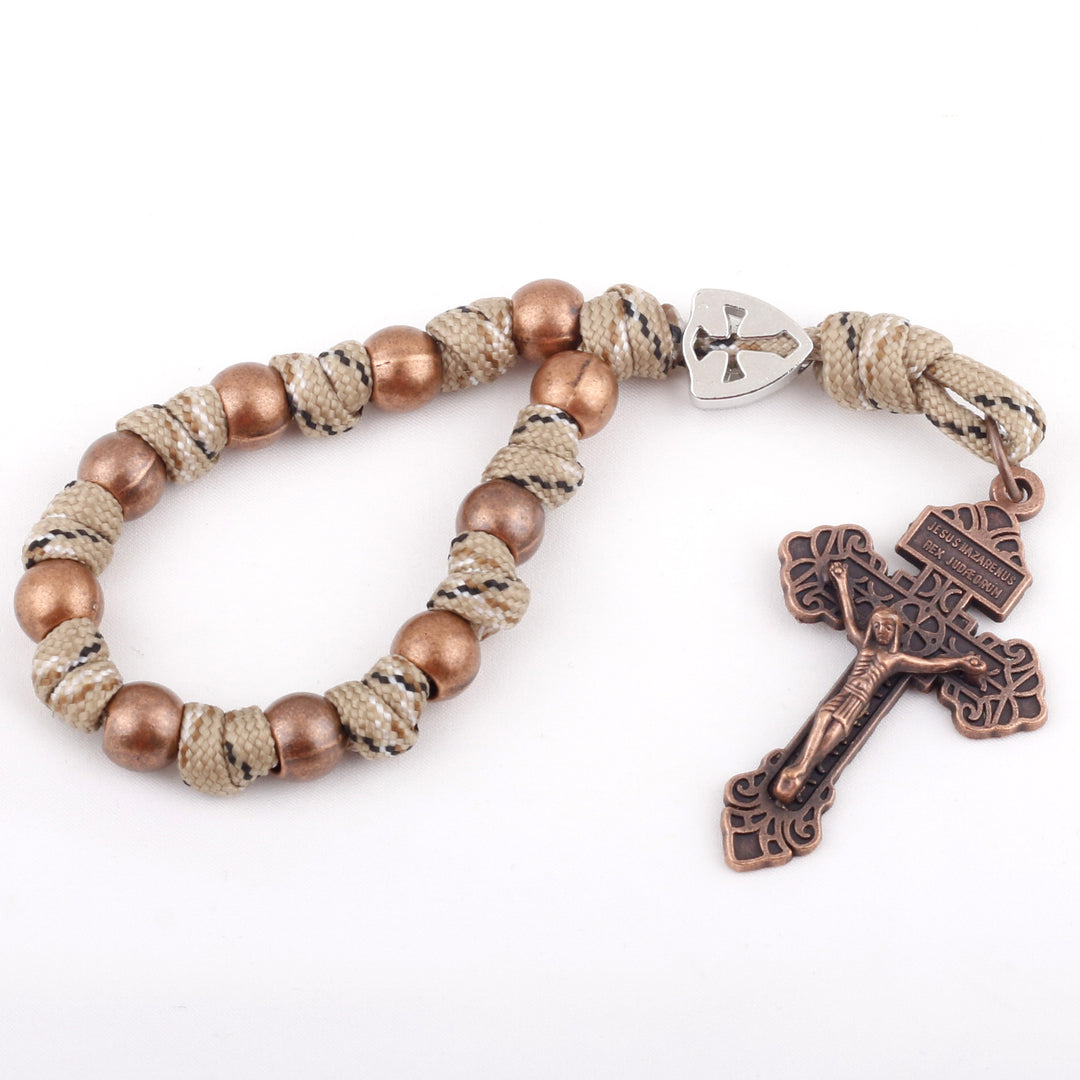 Chic Portable Pocket Rosary with Golden St. Benedict Medal & Crucifix